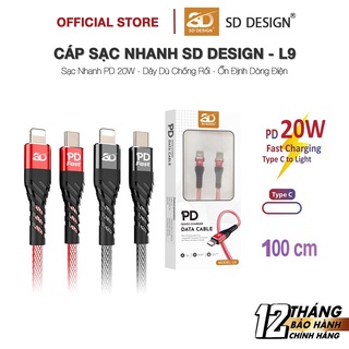 Cáp sạc nhanh PD 20W chính hãng SD Design L9, hỗ trợ sạc nhanh dây dù chống đứt an toàn bảo hành 1 đổi 1