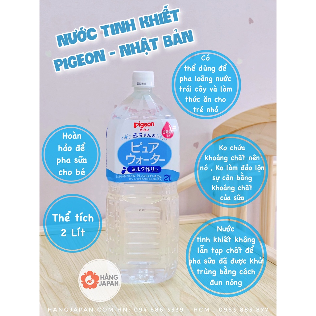 Nước tinh khiết pigeon 2 lít - dùng để pha sữa cho bé không lẫn tạp chất