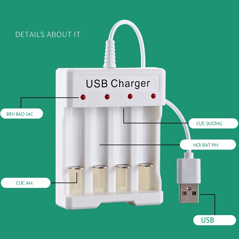 Sạc pin tiểu AA/AAA và pin tiểu AA 700mAh cổng USB 4 Bmax - Có nhiều lựa chọn cho quý khách