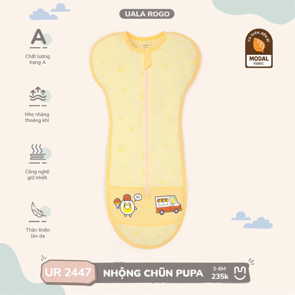 [Giá Siêu Hời] Túi Ngủ Sơ Sinh | Nhộng Chũn PuPa Ualarogo Vải Sợi Tre Petit