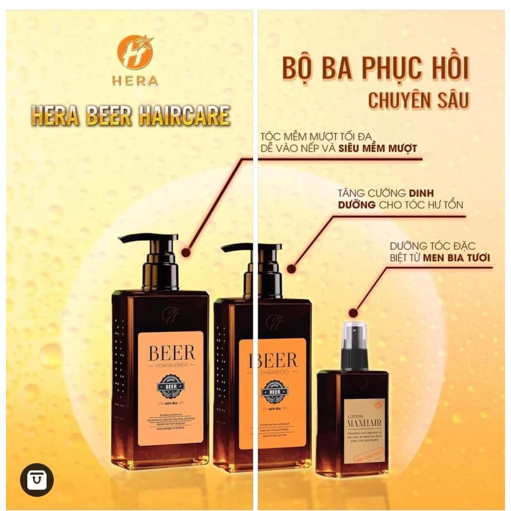 Combo Dầu gội, Dầu xả, Tinh chất dưỡng men bia Hera chuẩn hãng, sạch gàu, mọc tóc, cho mái tóc khỏe, lẻ giá sỉ