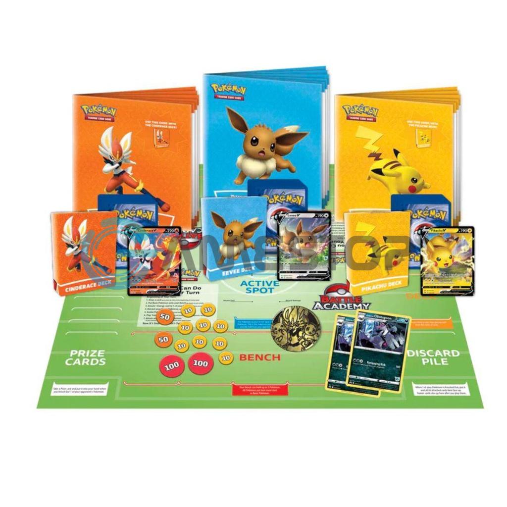 Thẻ bài Pokemon TCG Battle Academy Cinderace V Pikachu V and Eevee V Build Deck phiên bản tiếng Anh POKTCGUSTK04