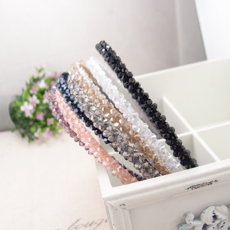 Băng Đô Cài Tóc Bản Rộng Đính Đá Pha Lê Phong Cách Hàn Quốc Dễ Thương Cho Nữ