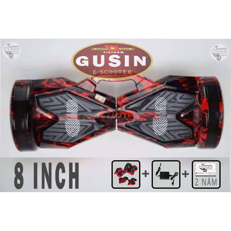 xe điện tự cân bằng 8inch GuSin Màu đỏ đô / có video test / Loa Bluetooth 2.0