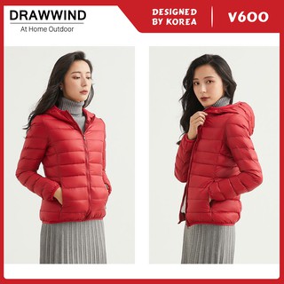Áo phao nữ có mũ, áo khoác siêu nhẹ, chống nước Drawwind V600
