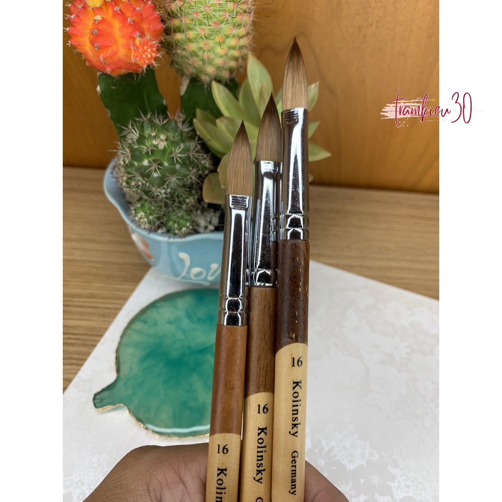 Cọ Đắp Bột Nail Kolinsky Germany Cán Gỗ 2 Màu Size 16 [ Cọ Đã Bấm Đầu, Nếu Muốn Lấy Cọ Chưa Bấm Vui Lòng Liên Hệ ]