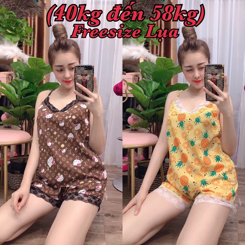 ( Freesize Dây ) Đồ Bộ Lụa Dây Đùi