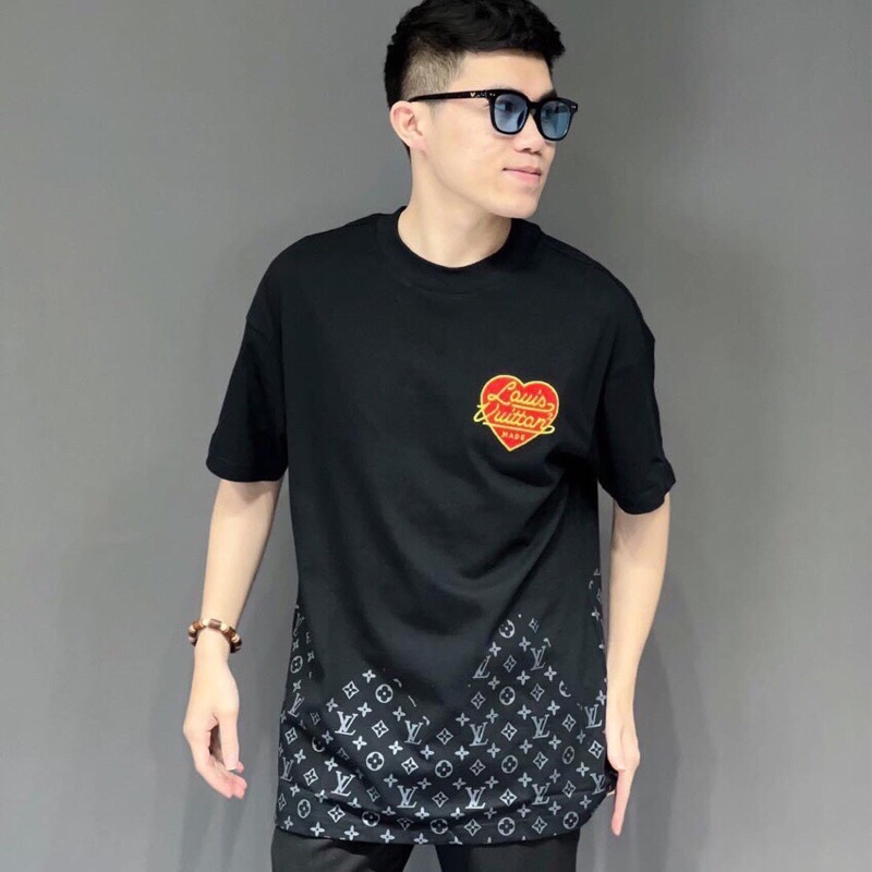 [FREESHIP ĐƠN TỪ 50K] Áo Thun Nam Nữ  LV Trái Tim Chữ Ngực Streetwear Áo Phông Nam Form Rộng Basic Cotton Oversize