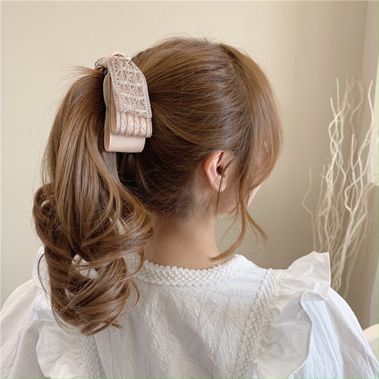 Kep tóc nơ đuôi ngựa, kẹp dọc sang trọng hiện đại dành cho nữ phong cách Hàn Quốc - Mely T4-13