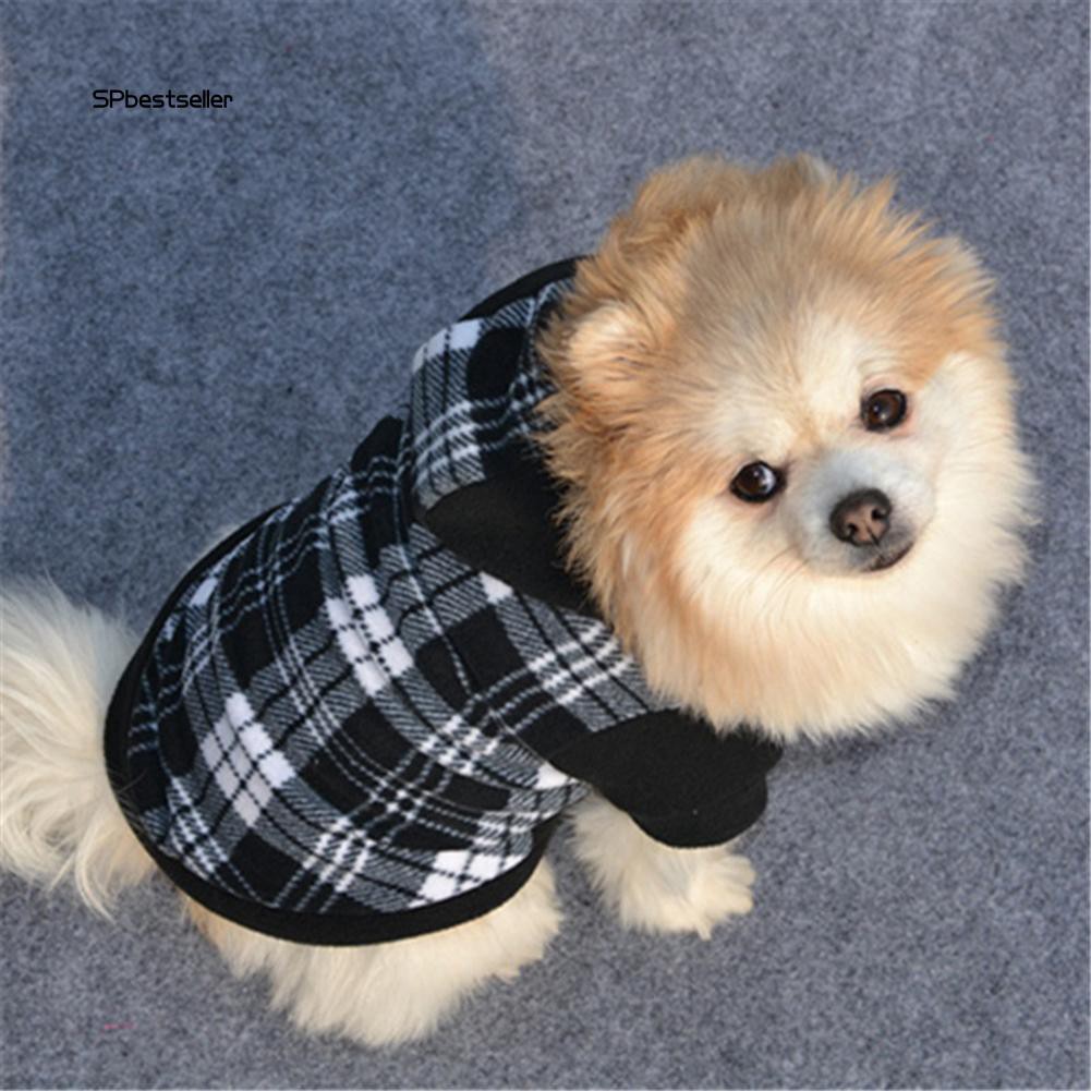 Áo hoodie họa tiết sọc vuông ấm áp dành cho chó cưng