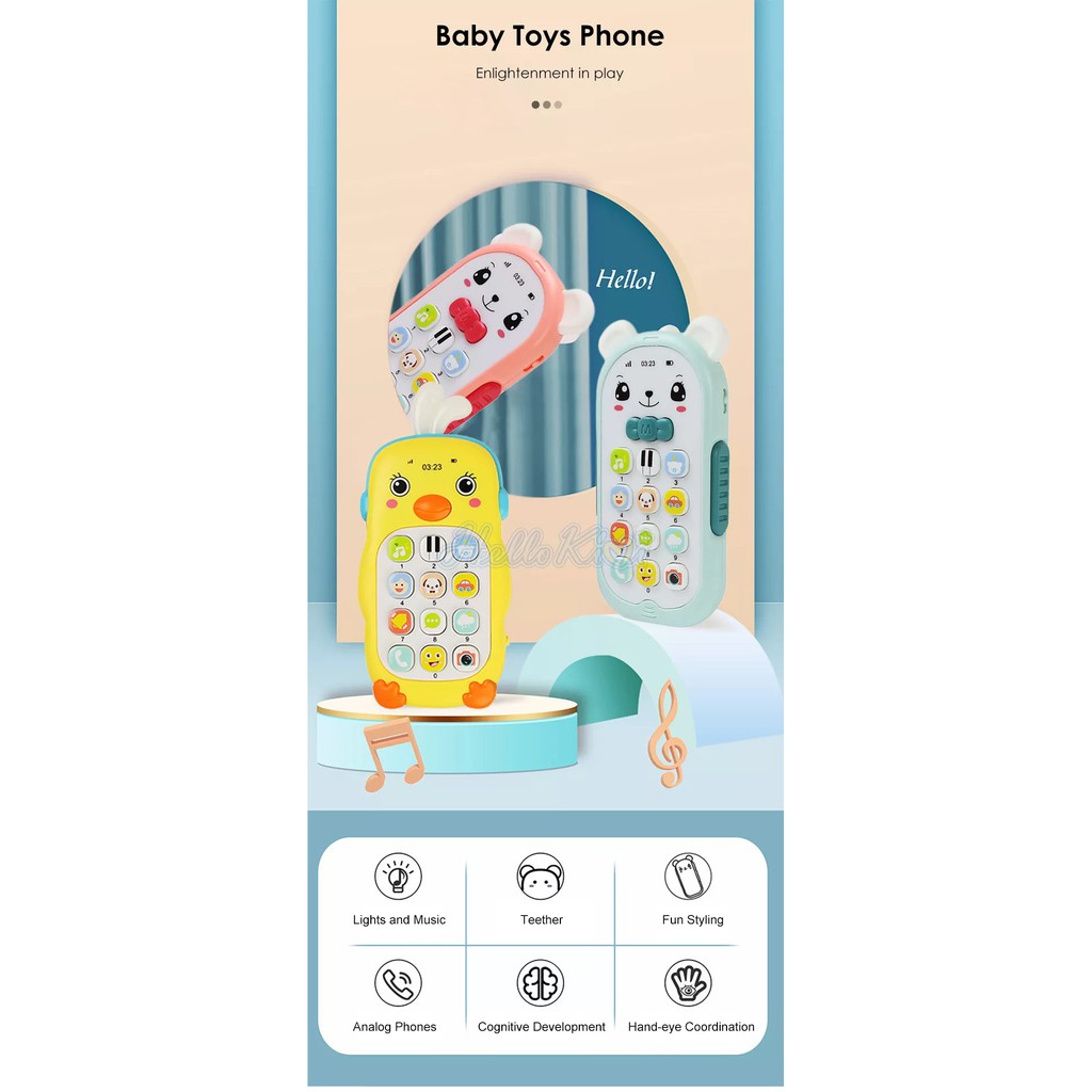 Mô hình điện thoại đồ chơi phát ra âm thanh và đèn dành cho trẻ nhỏ từ 6 tháng tuổi trở lên (kích thước _123Lifevn
