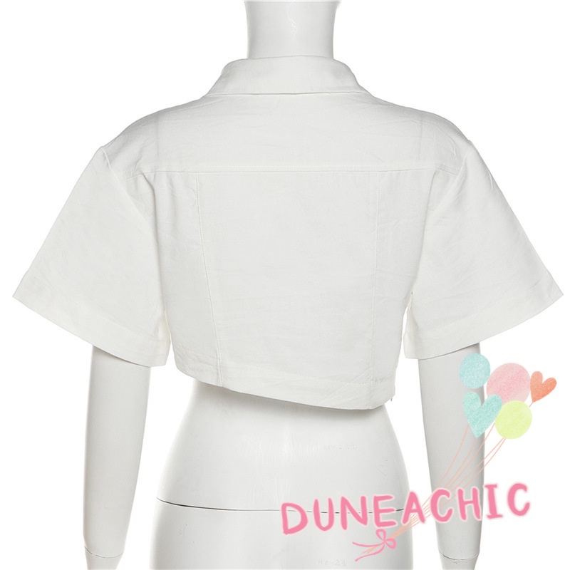 DUNEA Áo Sơ Mi Ngắn Tay Màu Sắc Đơn Giản Quyến Rũ Cho Nữ