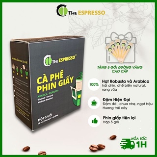 Cà phê nguyên chất phin giấy 73 The Espresso hộp 5 gói, tiện lợi, đậm đà, thơm, hậu ngọt, chua nhẹ