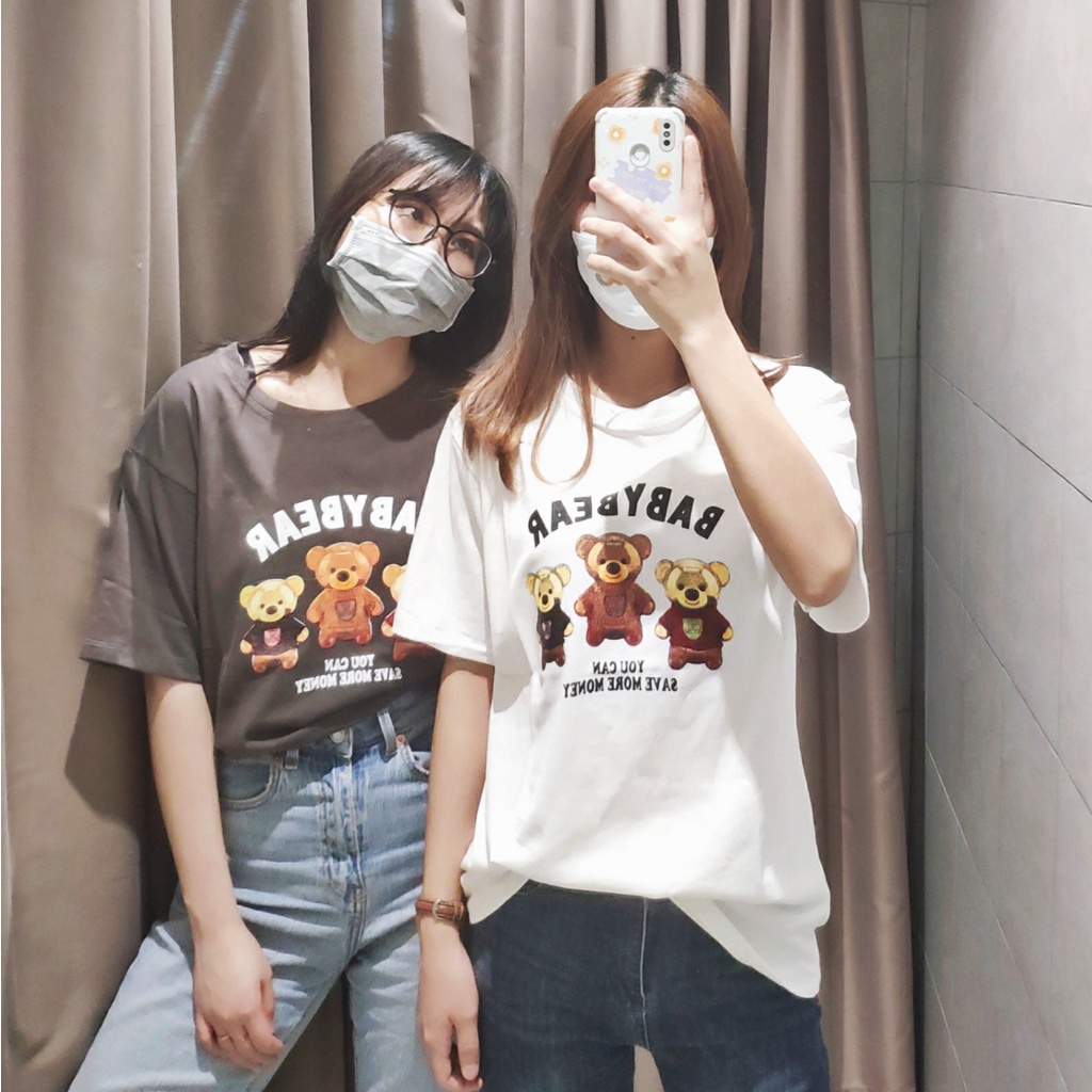 Áo thun tay lỡ dáng rộng hình Gấu Baby basic vải loại 1 thời trang ulzzang Hàn Quốc cho teen học sinh sinh viên