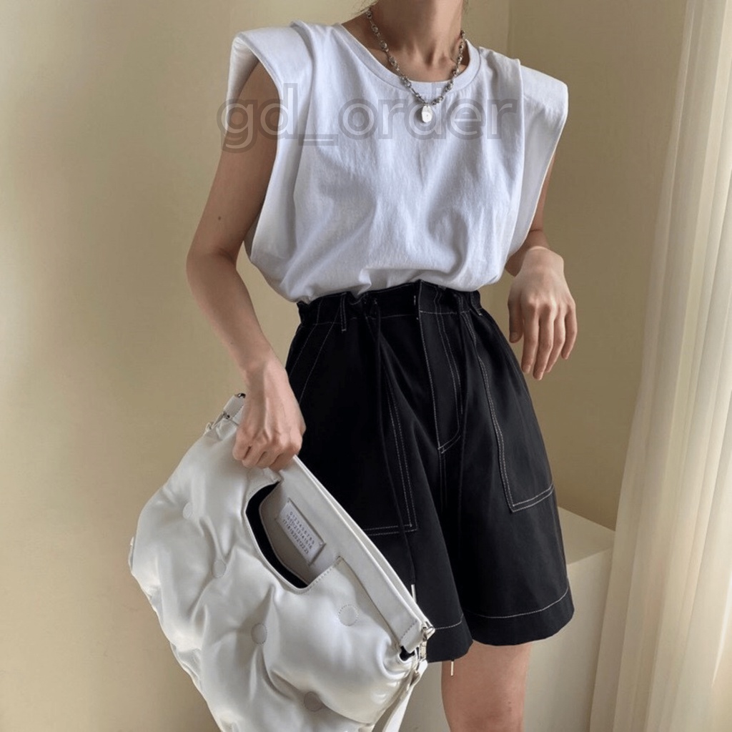 A27|Áo thun nữ kiểu sát nách form rộng trơn hàn quốc chất cotton đơn giản màu trắng gd_order