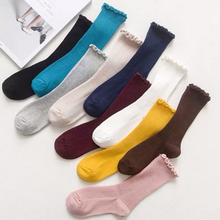 [CÓ SẴN] Tất vintage cao cổ bèo viền đủ màu mã T3
