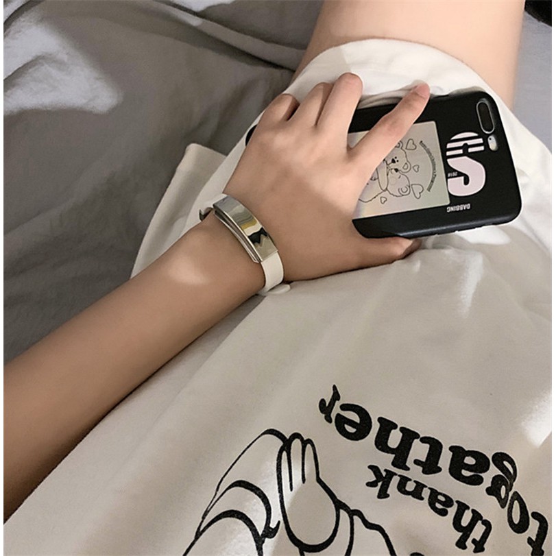 [Spot] Vòng Tay Thép Titan Phong Cách Hàn Quốc Cá Tính