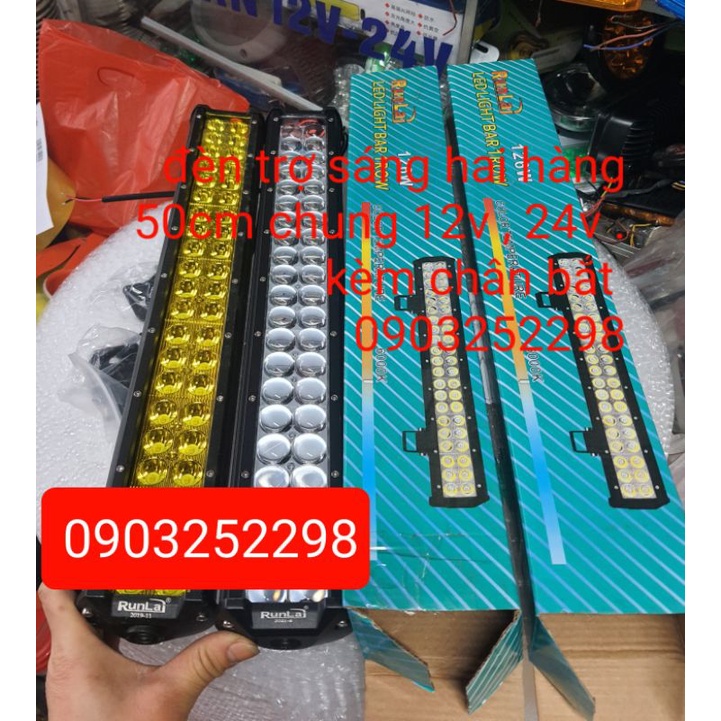 Đèn led trợ sáng, tăng sáng hai hàng dài 50cm vàng hoặc trắng chất lượng cao