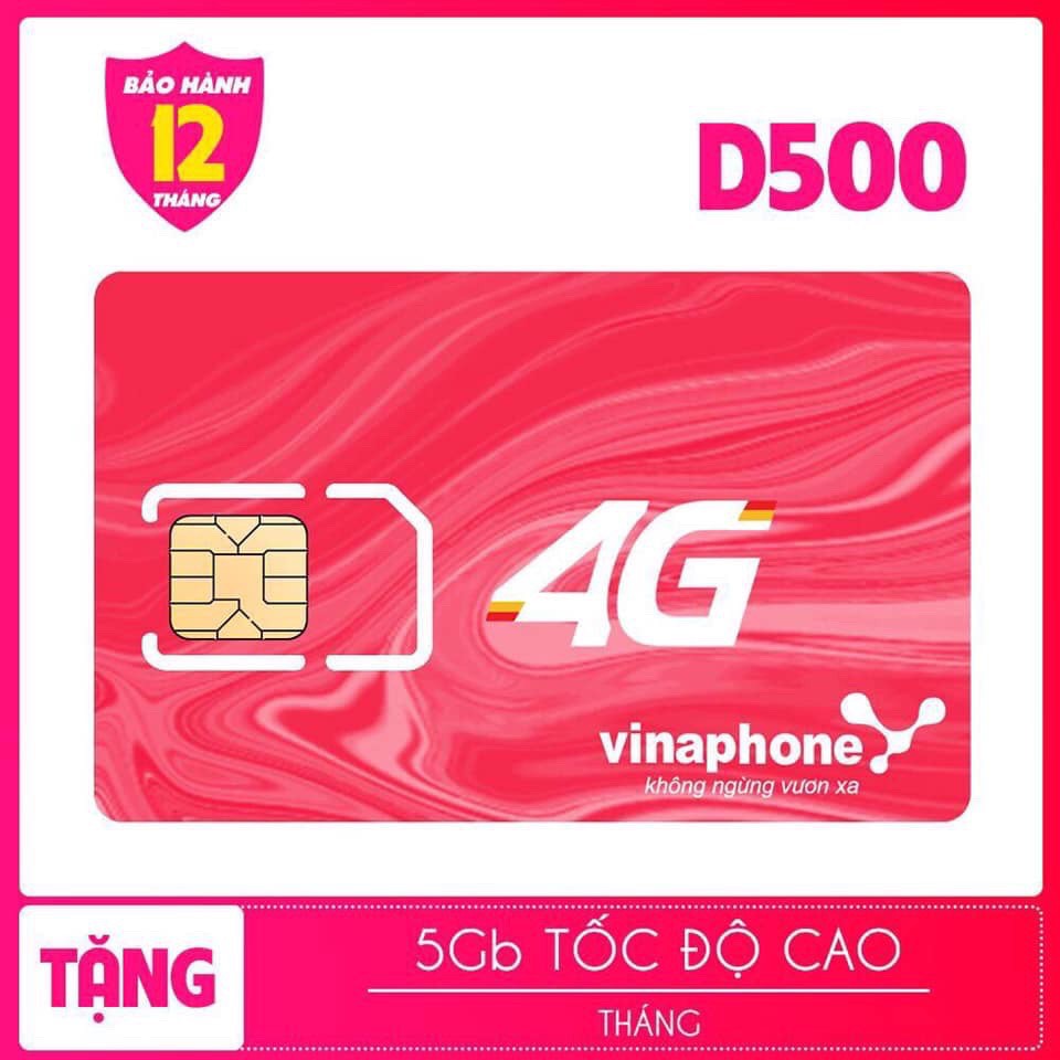 SIM 4G Vinaphone Trọn Gói 1 Năm D500K (Gói Chờ Tự Kích Hoạt) Không Phải Nạp