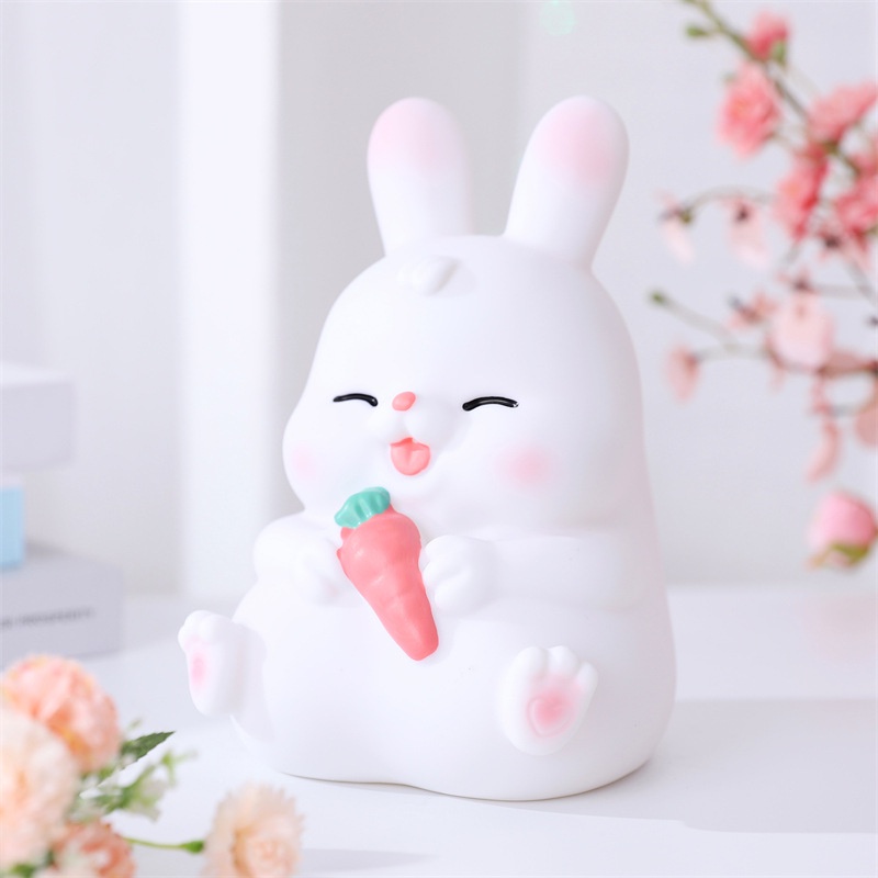 Ống Heo Tiết Kiệm Hình Thỏ Ăn Khoai Tây Chiên Màu Trắng Chống Sốc Cỡ Lớn Phong Cách Mới