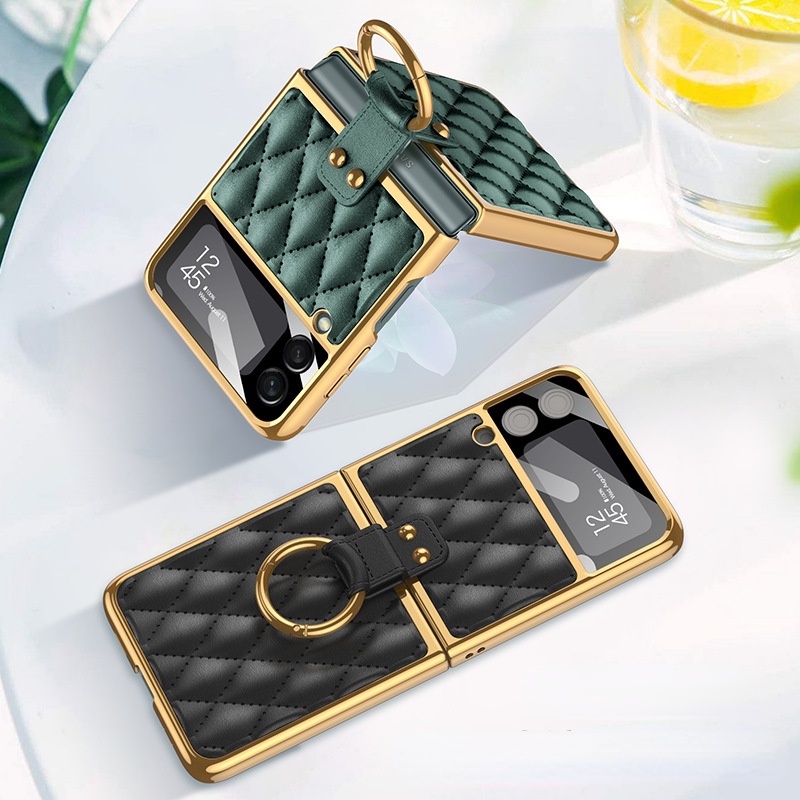 Bao Da Điện Thoại Nắp Gập Có Vòng Đỡ Cho Samsung Galaxy Z Flip 3 / Samsung Flip 3