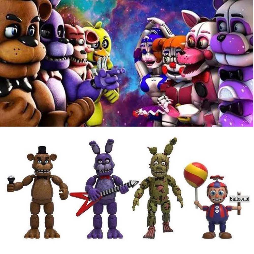 BERNARDO 4pcs/set Five Nights at Freddy's Toy Gift Collectible Model Action Figure Car Decorations Figure Toy Chica Security Breach Freddy Bear FNAF Nightmare Figures Model