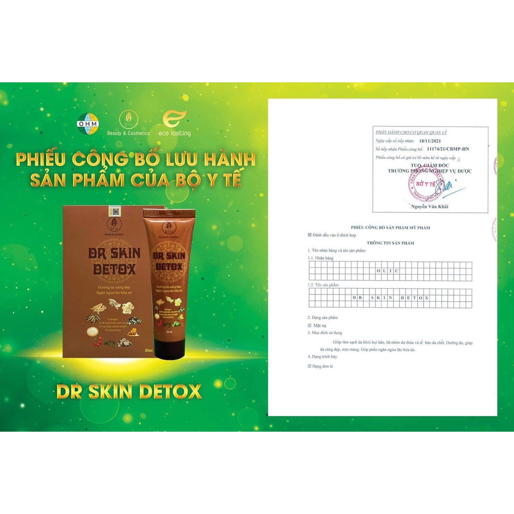 Mặt nạ thải độc, hút nám, sáng da Dr Skin Detox Olic mẫu mới 20ml