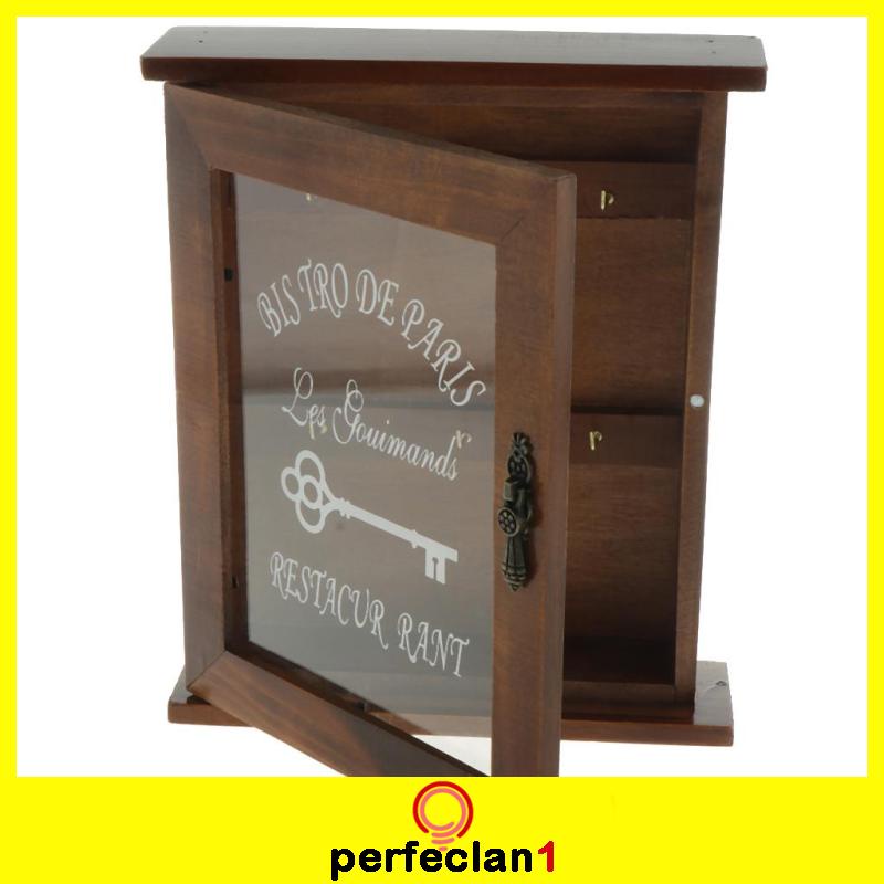 Tủ Đựng Chìa Khóa Bằng Gỗ Vintage Có Móc Treo Kích Thước 21x6x25cm. - Màu Nâu