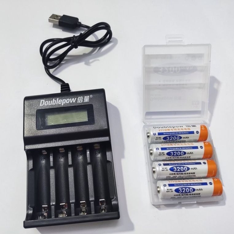 [Màn Hình Báo Đầy Tự Ngắt] Sạc USB UK93B và 4 Pin Sạc NiMh AA 3200mAh 1.2V MiCro Karaoke Báo Đầy Tự Ngắt