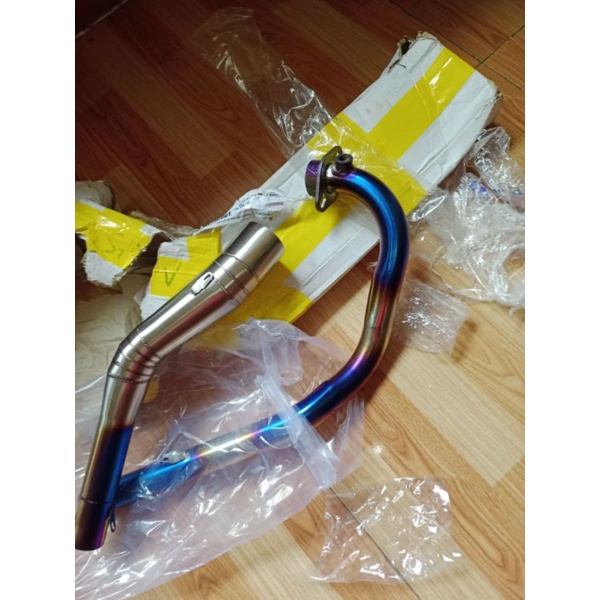 Cổ pô gắn lon kiểu lên màu titan đi sâu gắn Raider Satria Sonic Winner