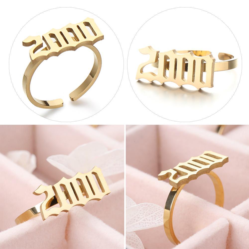 JUNE Nhẫn Inox Có Thể Điều Chỉnh Kích Cỡ Dùng Làm Quà Tặng Sinh Nhật