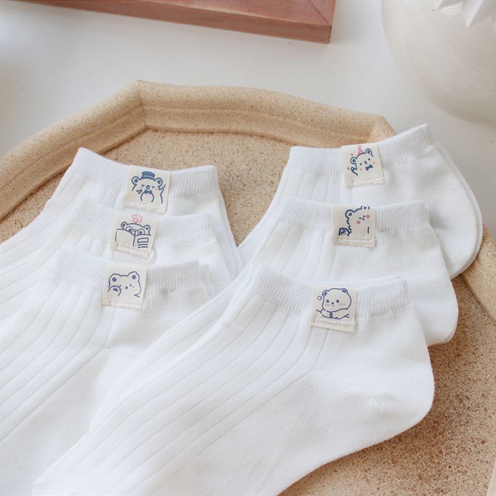 Vớ cotton mỏng thoáng khí in họa tiết gấu hoạt hình đáng yêu