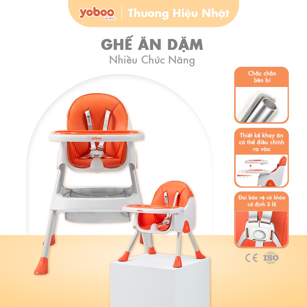 Ghế ăn dặm cho bé Yoboo YB-0015 gồm khay ăn khay chứa đồ, điều chỉnh chiều cao ghế và độ rộng khay ăn - Hàng chính hãng