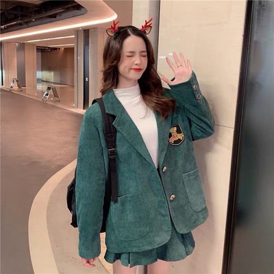 (s24) set ulzzang áo vest nhung học sinh hàn quốc + chân váy ly (kèm ảnh khách)