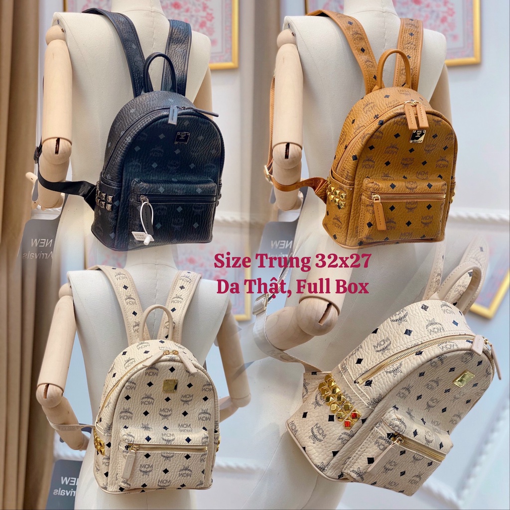 Balo MCM Da Thật Unisex Nam Nữ size 32 Full Box (sẵn, nhắn tin shop kiểm kho)