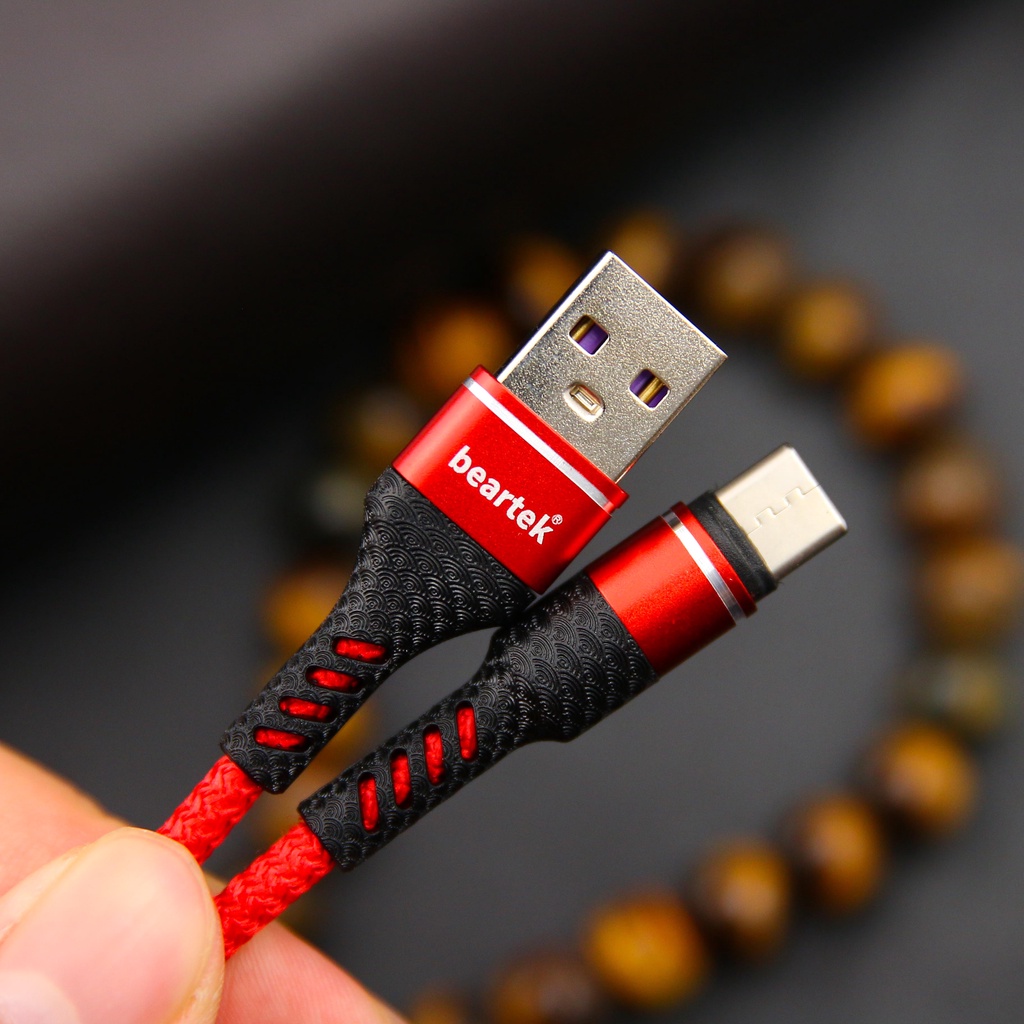 Dây Cáp Sạc Nhanh Beartek Bện Dây Nylon Cổng USB - Micro USB Cho Android