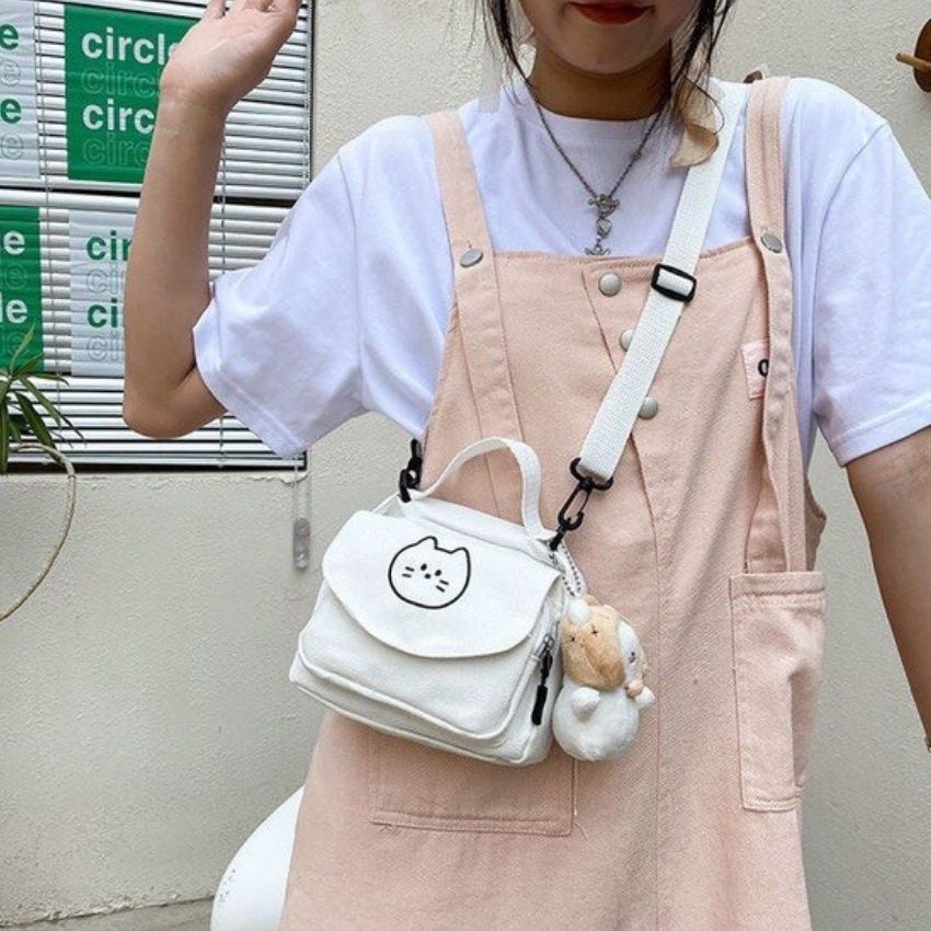Túi vải đeo chéo mini cho nữ  phù hợp đi chơi phong cách Hàn Quốc-Hazi Thời trang Unisex