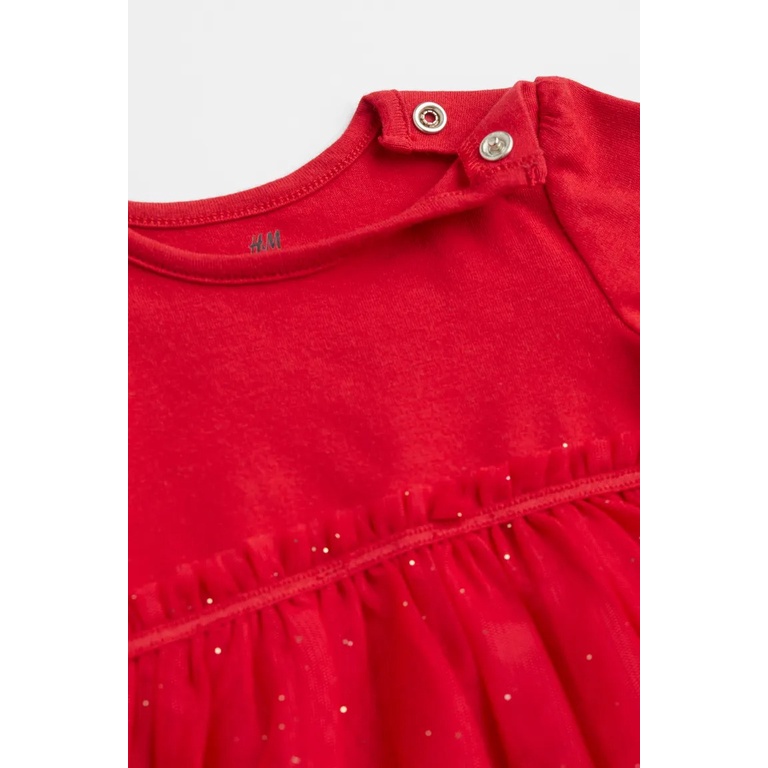 Váy bodysuit caro đỏ váy xòe tutu đỏ HM H&M_hàng chính hãng authentic