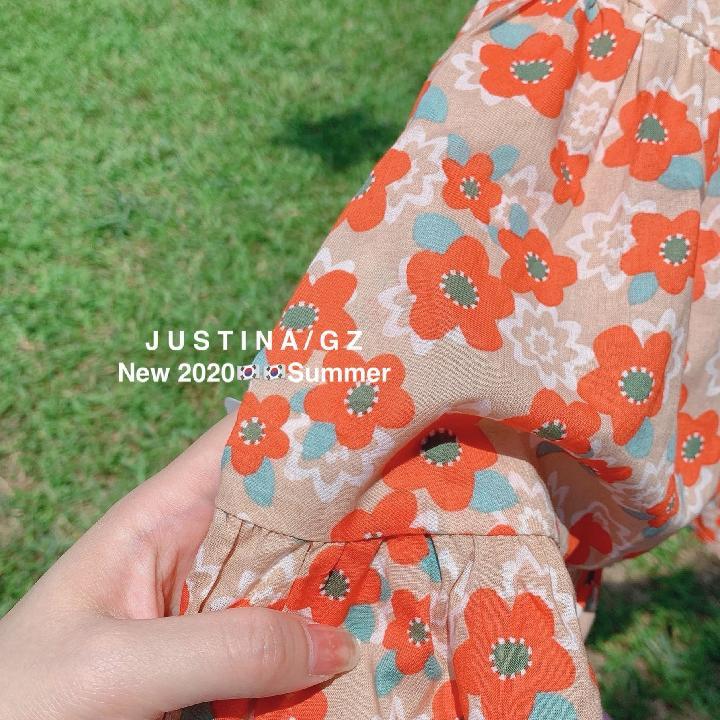 Little girl flower pattern skirt Korean version PAPAYA