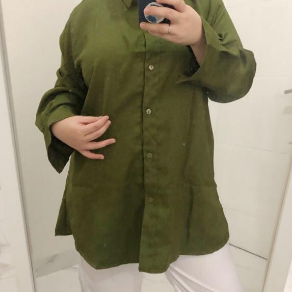 Áo Sơ Mi Nữ Tay Dài Màu Trơn Size Xl Xxl Xxxl