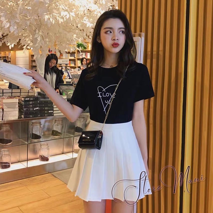 Chân váy xếp ly chân váy tennis xoè có lót trong chất tuyết mưa cạp lưng cao màu đen nâu trắng kem mặc đi chơi học làm