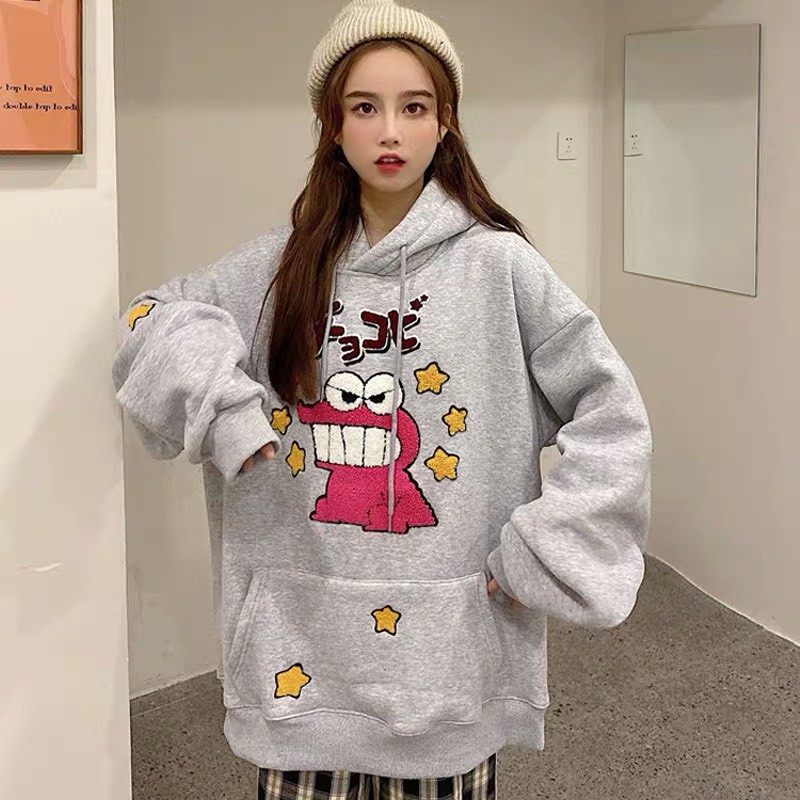 Áo khoác, áo hoodie unisex nam nữ nỉ ngoại khủng long răng hô cute năng động thời trang học đường