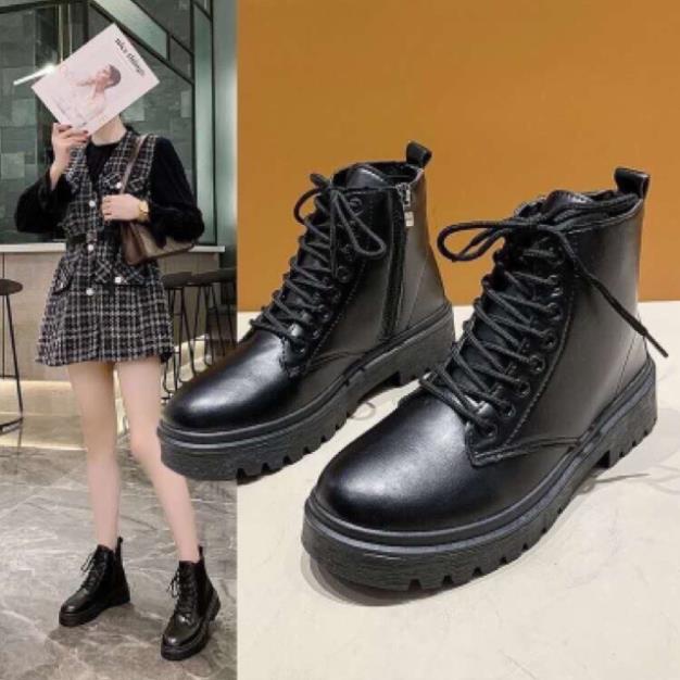 Giày boot nữ ullzang 🧡HÀNG TRUNG🧡 thời trang màu đen siêu hót full box bill