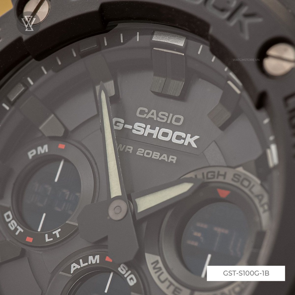 Đồng Hồ Điện Tử Nam Casio WATCHSTORE GST-S100G-1B Mặt Kính Khoáng Tròn 52.4mm, Dây Nhựa Đen Phong Cách Thể Thao