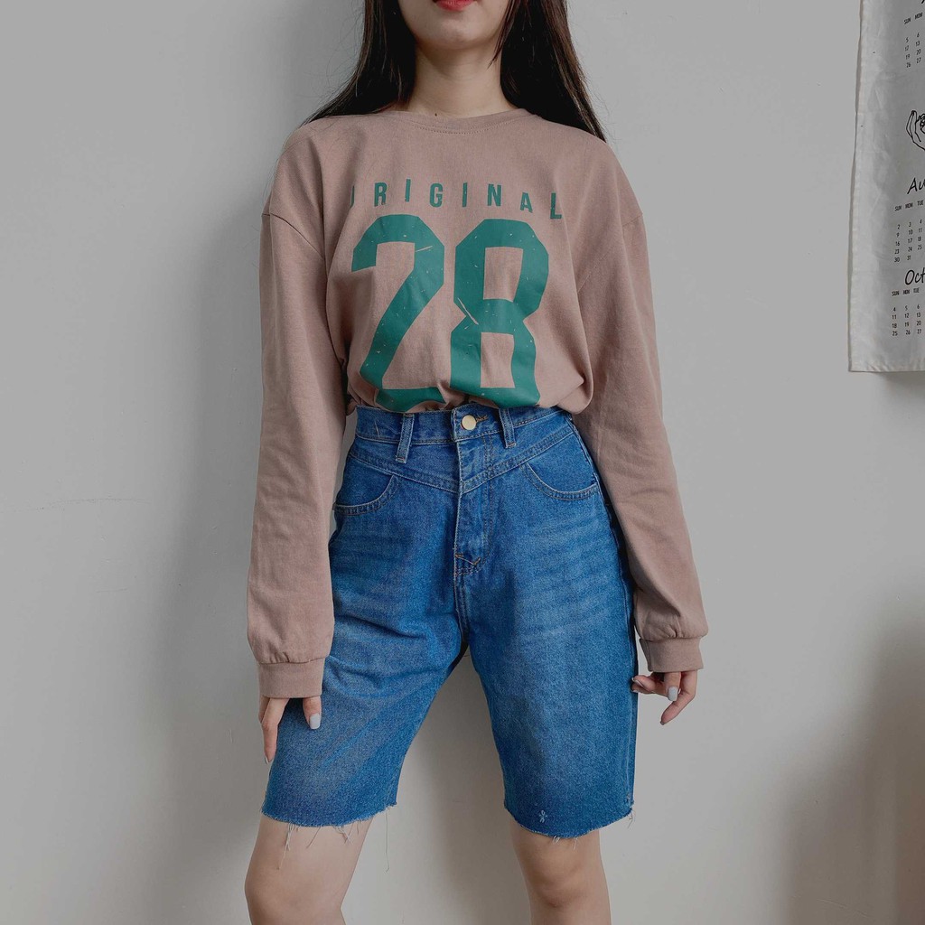 Quần shorts ngố jeans viền đai cap cao nữ ulzzang Fmstyle Saigon 20LJU11TD3001 | BigBuy360 - bigbuy360.vn