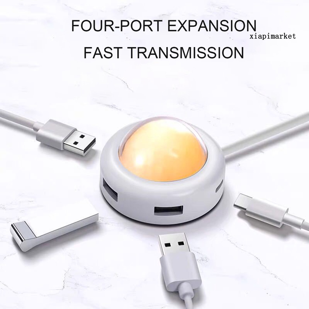 LOP_Mini 4 USB Ports High Speed Transmission Cable Hub Splitter with Night Light