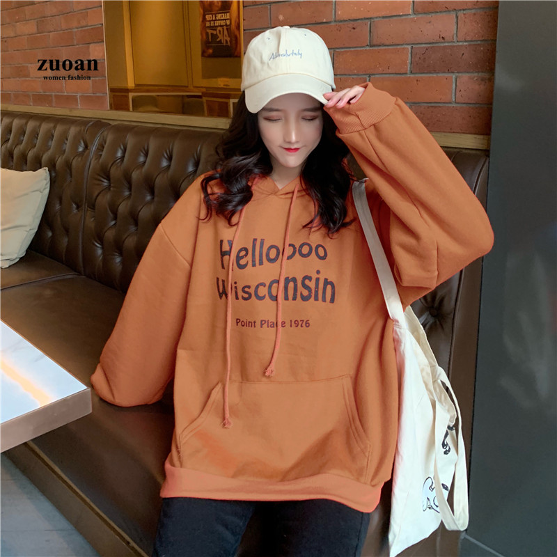 Áo Hoodie Dài Tay Dáng Rộng In Chữ Cá Tính Thời Trang Dành Cho Nữ