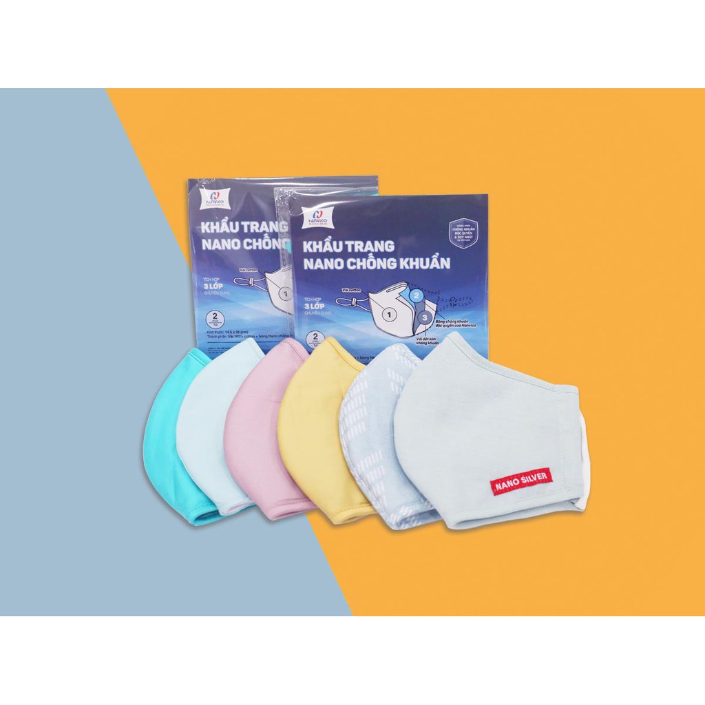 2 Chiếc khẩu trang (được chọn màu) 3 lớp vải kháng khuẩn Nano Bạc Hanvico | BigBuy360 - bigbuy360.vn