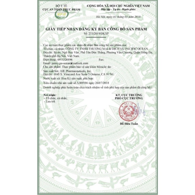 [CHÍNH HÃNG] Viên uống trắng da, giảm nám, giảm lão hóa MIRACLE - 60 Viên bởi hãng AIE PHARMACEUTICALS – MỸ | BigBuy360 - bigbuy360.vn