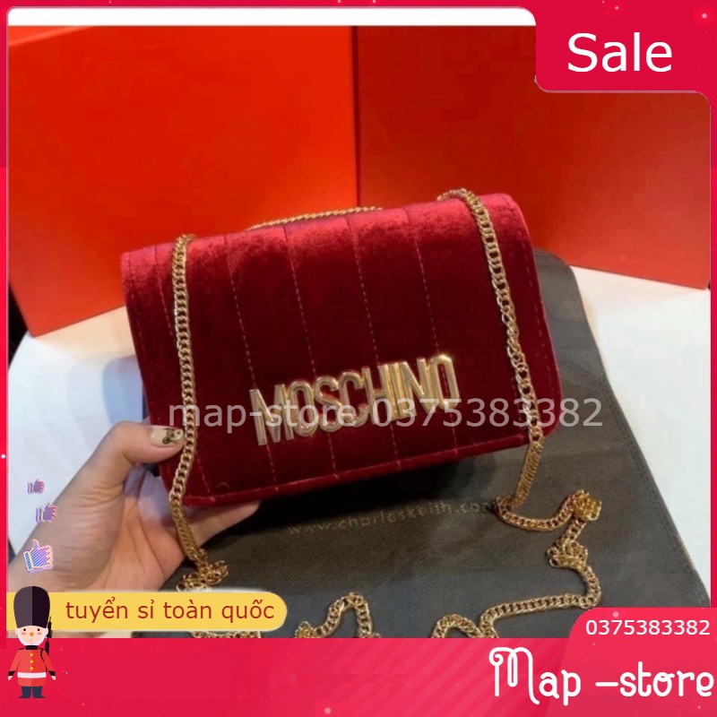 Túi xách nữ thời trang tag mochino chất liệu da nhung -MAP store tuyển sỉ toàn quốc